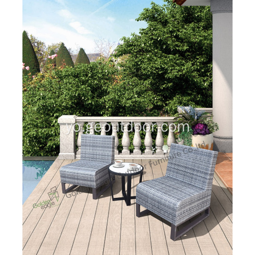 3pcs Aluminiomu rattan sofa pẹlu foomu quickdry inu